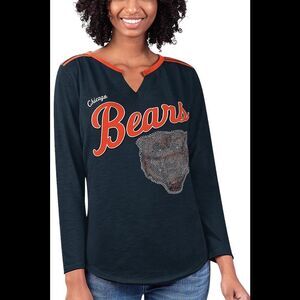 NFL Women's Long Sleeve V-Neck Tee Bears - Regular